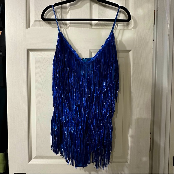 Royal Blue Fringe Bodysuit - Picture 3 of 8
